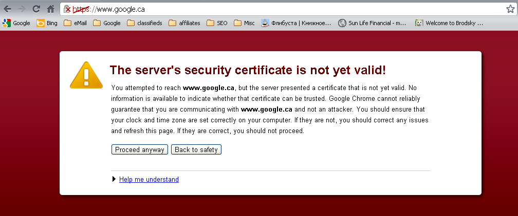 Google security certificate expired on St. Patrick